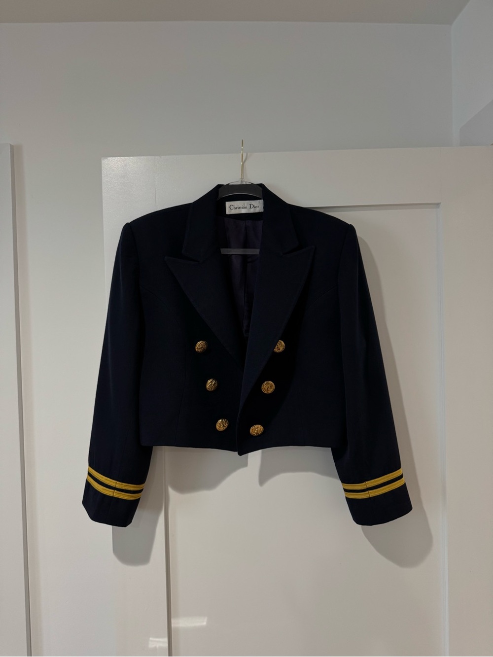 Dior Navy Cropped Military Inspired Jacket